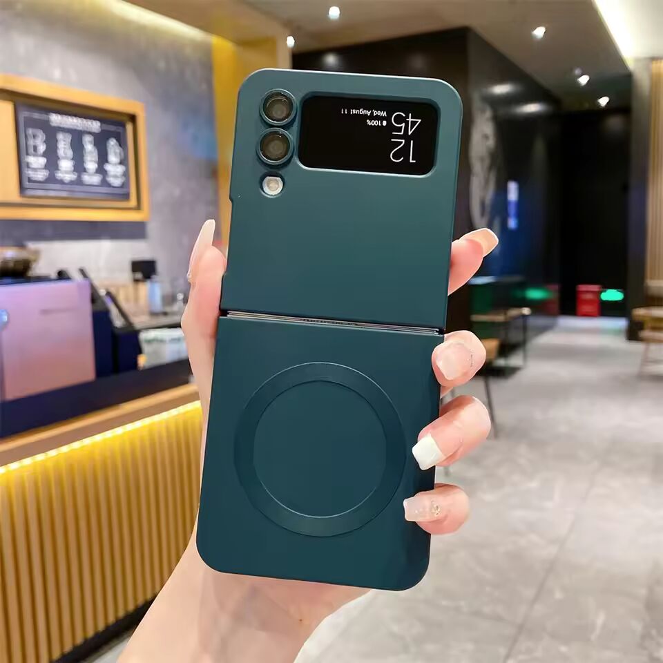 Matte for Magsafe Soft Case for Samsung Galaxy Z Flip 7 6 5 4 3 Flip7 zflip Magnetic Solid Color Wireless Charging Slim Cover