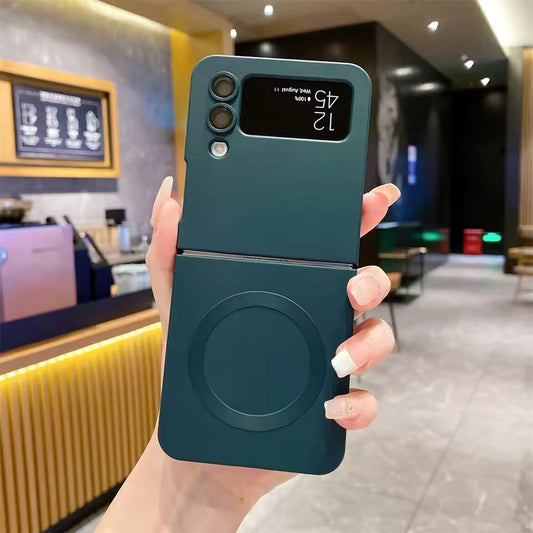 Matte for Magsafe Soft Case for Samsung Galaxy Z Flip 7 6 5 4 3 Flip7 zflip Magnetic Solid Color Wireless Charging Slim Cover